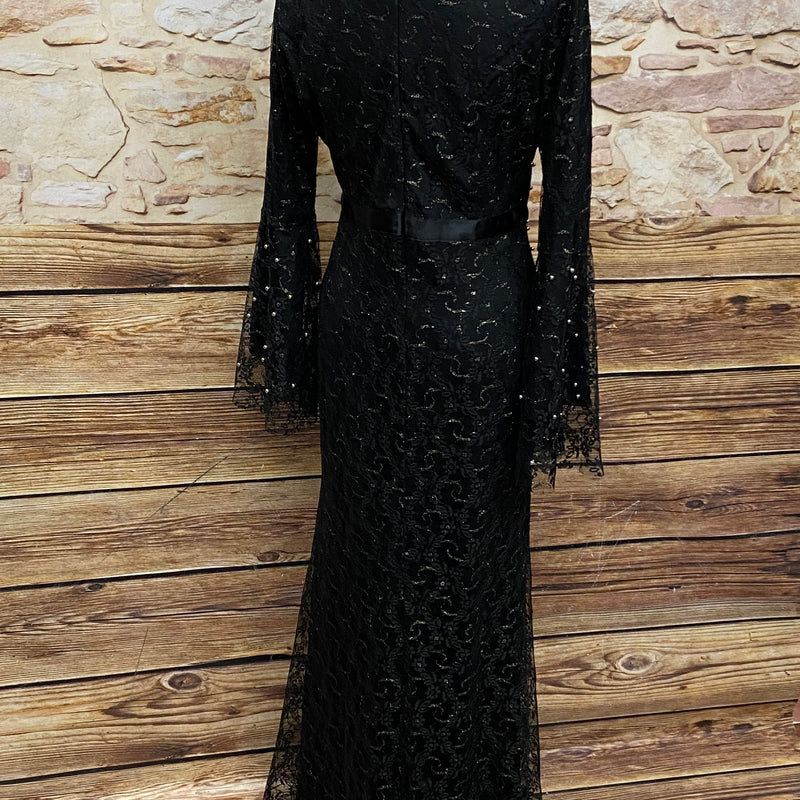 Vintage Abendkleid in schwarzer Spitze Gr.40