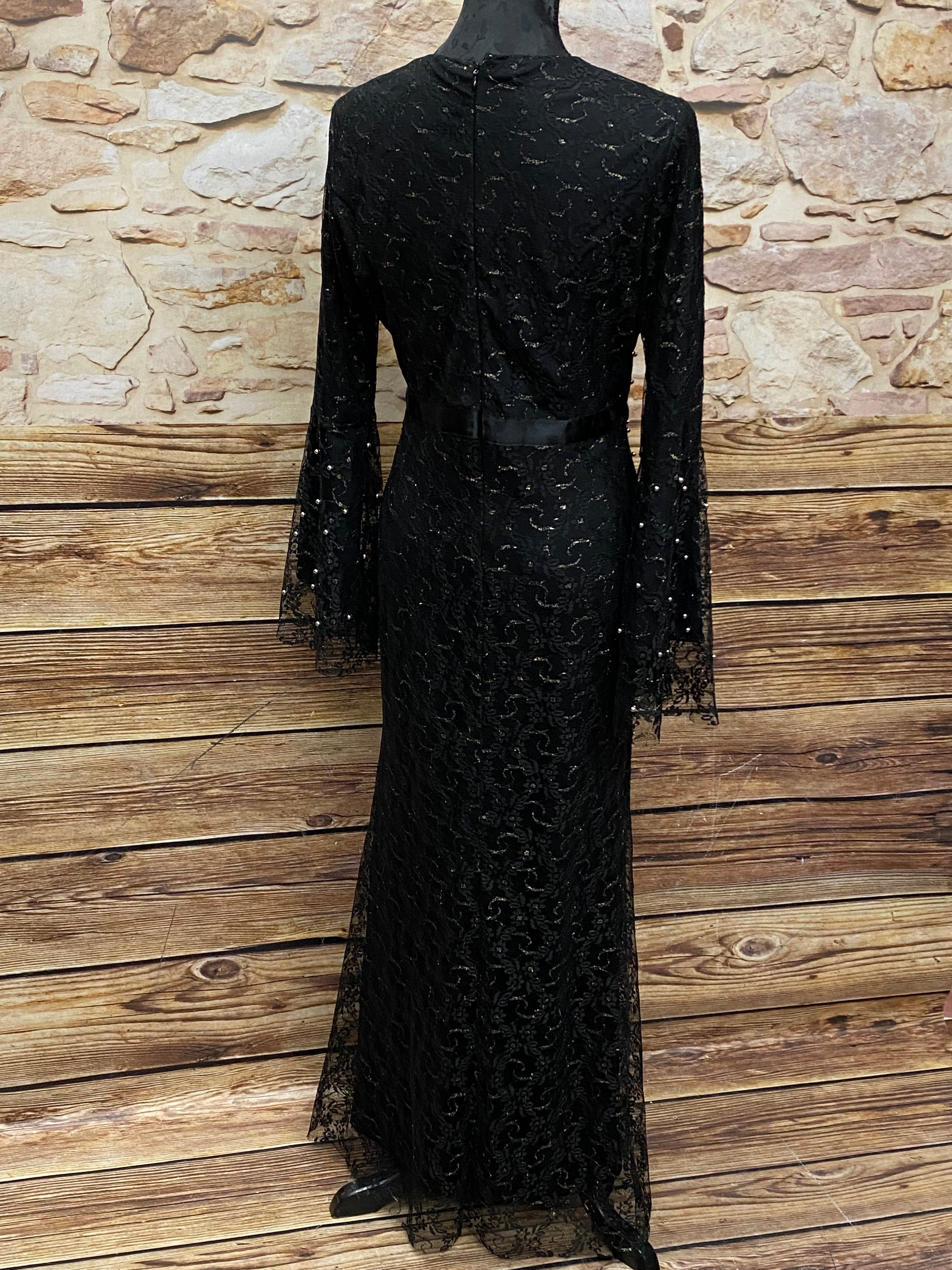 Vintage Abendkleid in schwarzer Spitze Gr.40