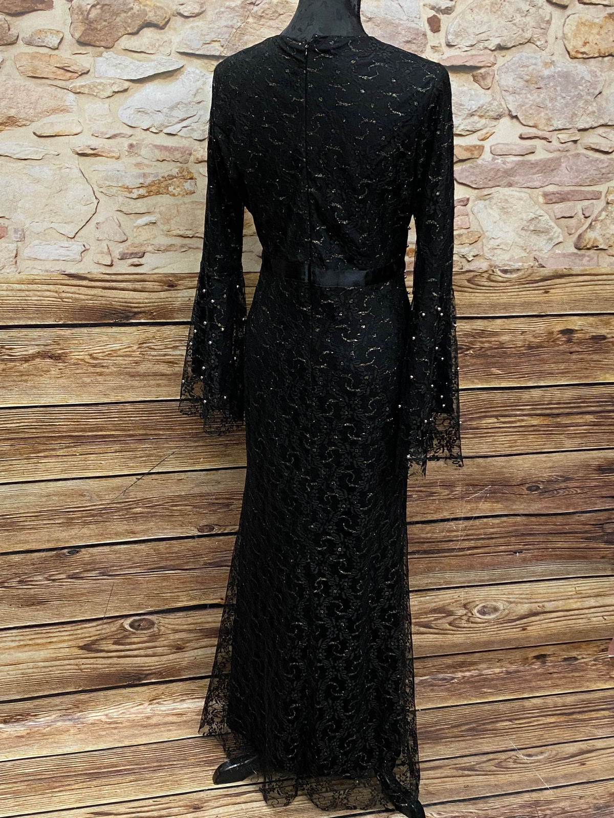 Robe de soirée vintage en dentelle noire taille 40 