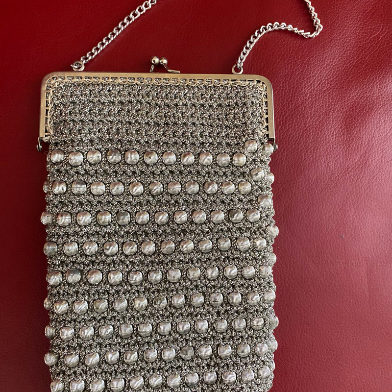 Silberne Vintage-Abendtasche 50er Jahre