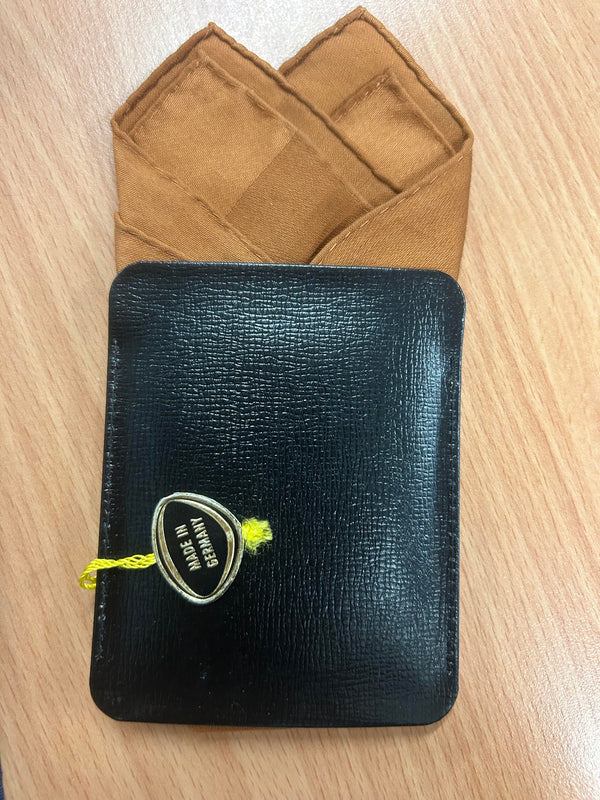 Einstecktuch Braun mit Lederetui Made in Germany