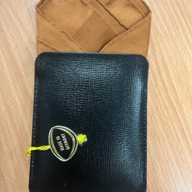 Einstecktuch Braun mit Lederetui Made in Germany