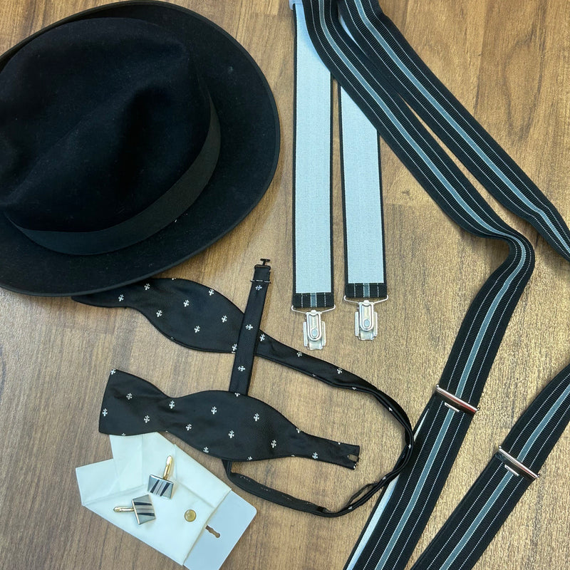 Vintage Anzug-Komplettset Herren Gr. 56 – Stilvolles Unikat mit Hut, Hosenträgern & Accessoires