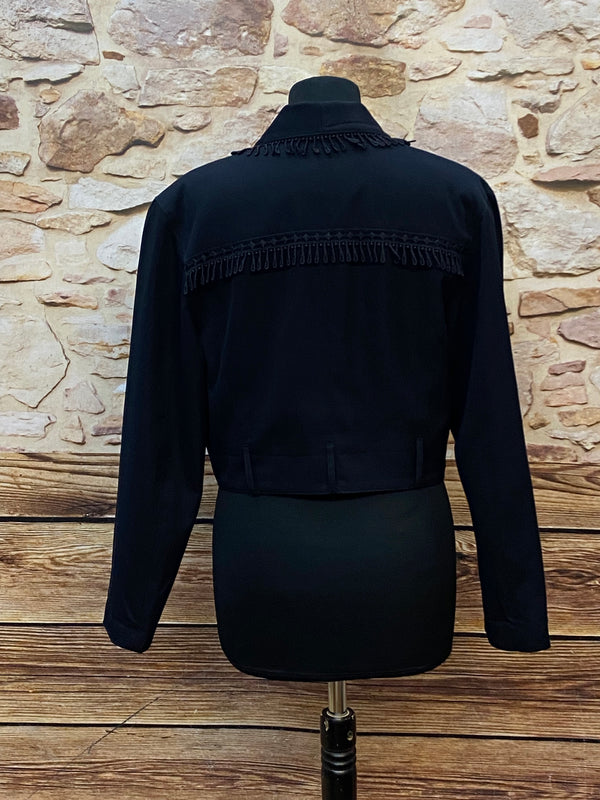 70er Jahre Schwarze Vintage-Jacke Gr.38