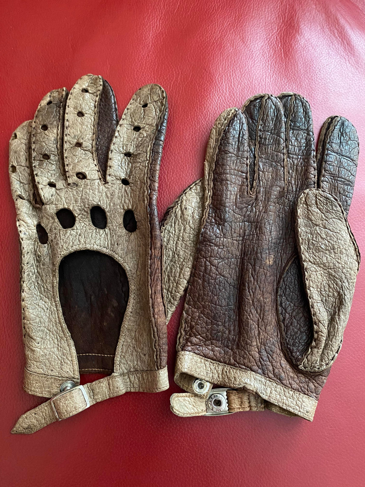 Vintage-Autohandschuhen, Leder, Größe L