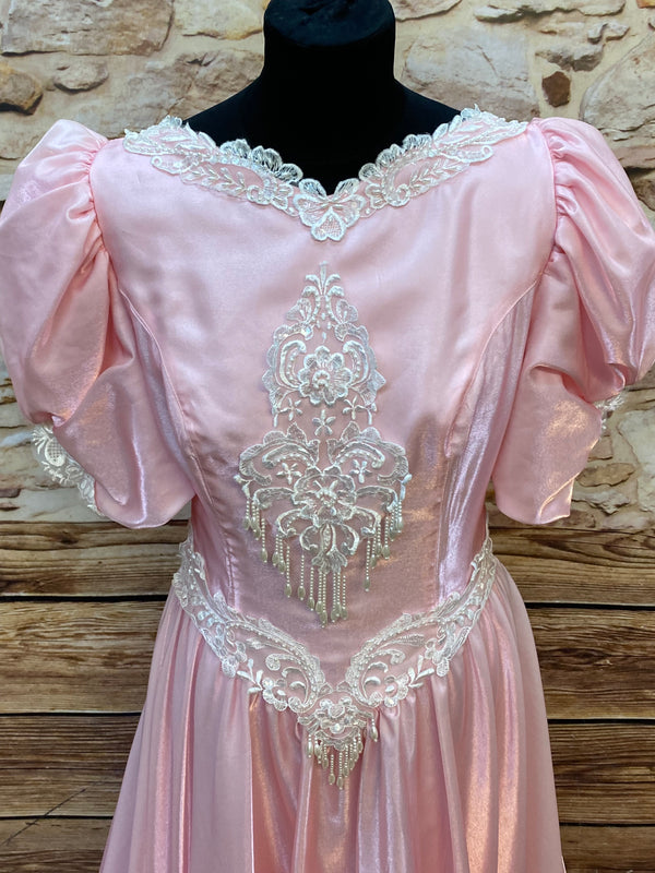 80er Jahre Vintage Ballkleid in Rosa Gr.42