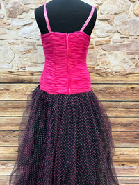 Vintage Pinkes Ballkleid mit Tupfenrock, Größe 38