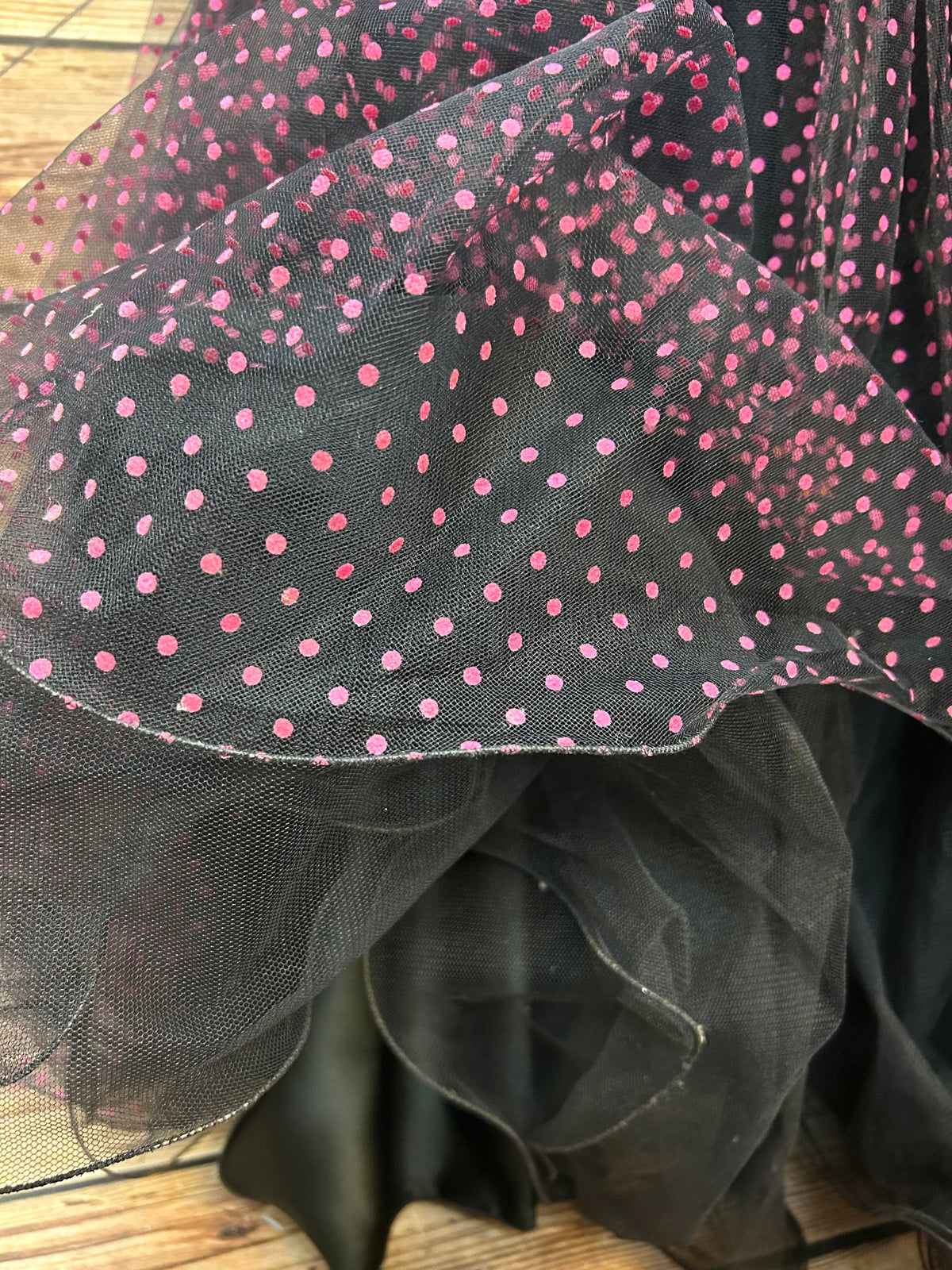 Vintage Pinkes Ballkleid mit Tupfenrock, Größe 38