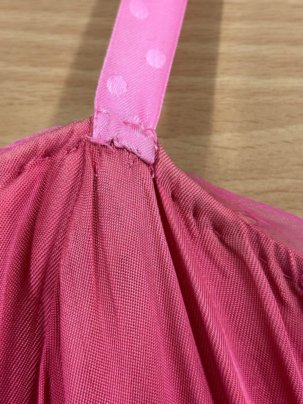Vintage Pinkes Ballkleid mit Tupfenrock, Größe 38
