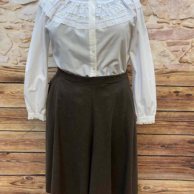 Vintage Bluse mit Spitzenbesatz