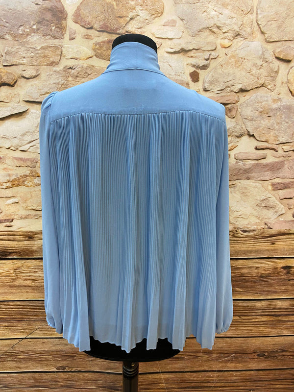 Vintage-Schluppenbluse in Himmelblau, Größe S