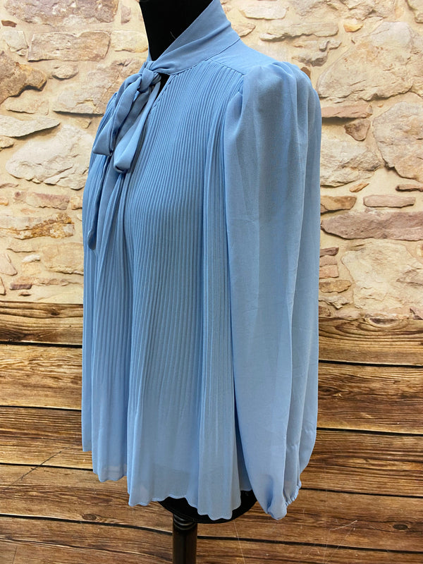 Vintage-Schluppenbluse in Himmelblau, Größe S