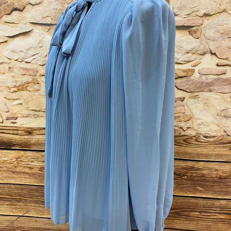 Vintage-Schluppenbluse in Himmelblau, Größe S