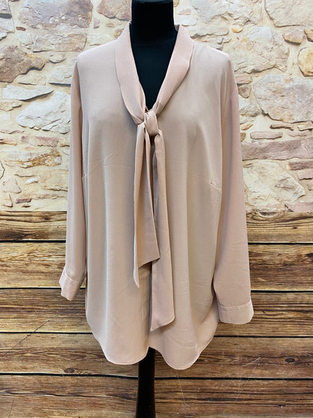 Vintage-Schluppenbluse in Nude, Größe XL