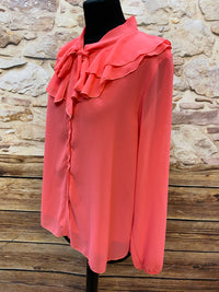 Vintage Schluppenbluse in Korallenrot
