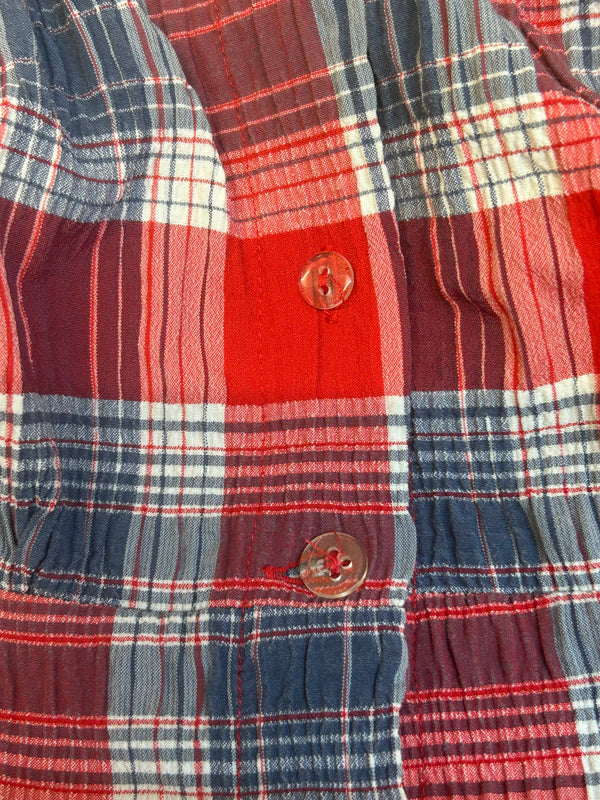 Vintage-Bluse mit Karo-Muster in Rot/Blau – Gr. 38