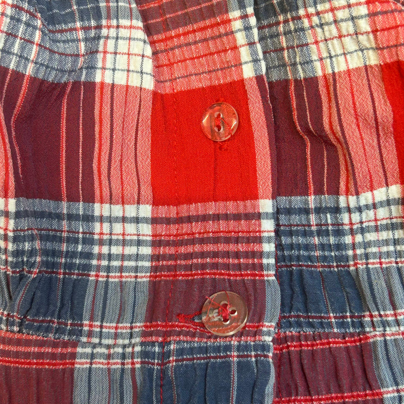 Vintage-Bluse mit Karo-Muster in Rot/Blau – Gr. 38