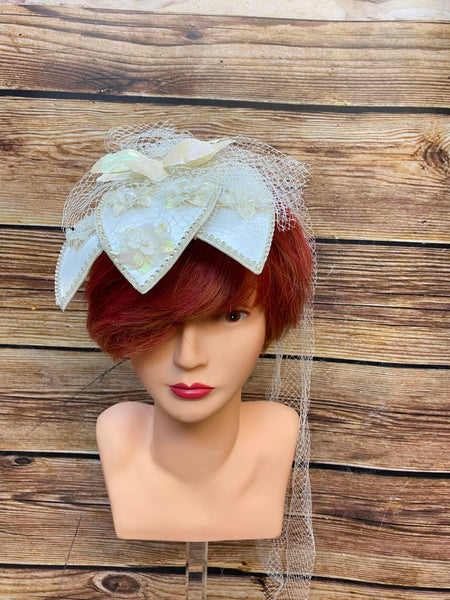 Vintage Brauthut, One Size, Cremefarben