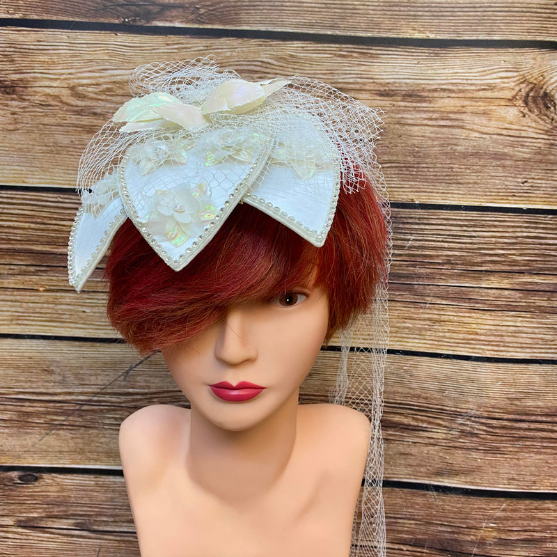 Vintage Brauthut, One Size, Cremefarben