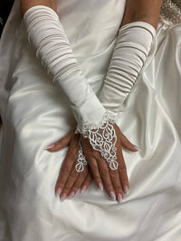 Gants de mariée sans doigts en blanc, vintage