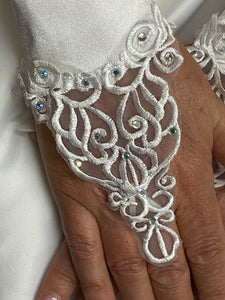 Fingerlose Brauthandschuhe in weiß, Vintage