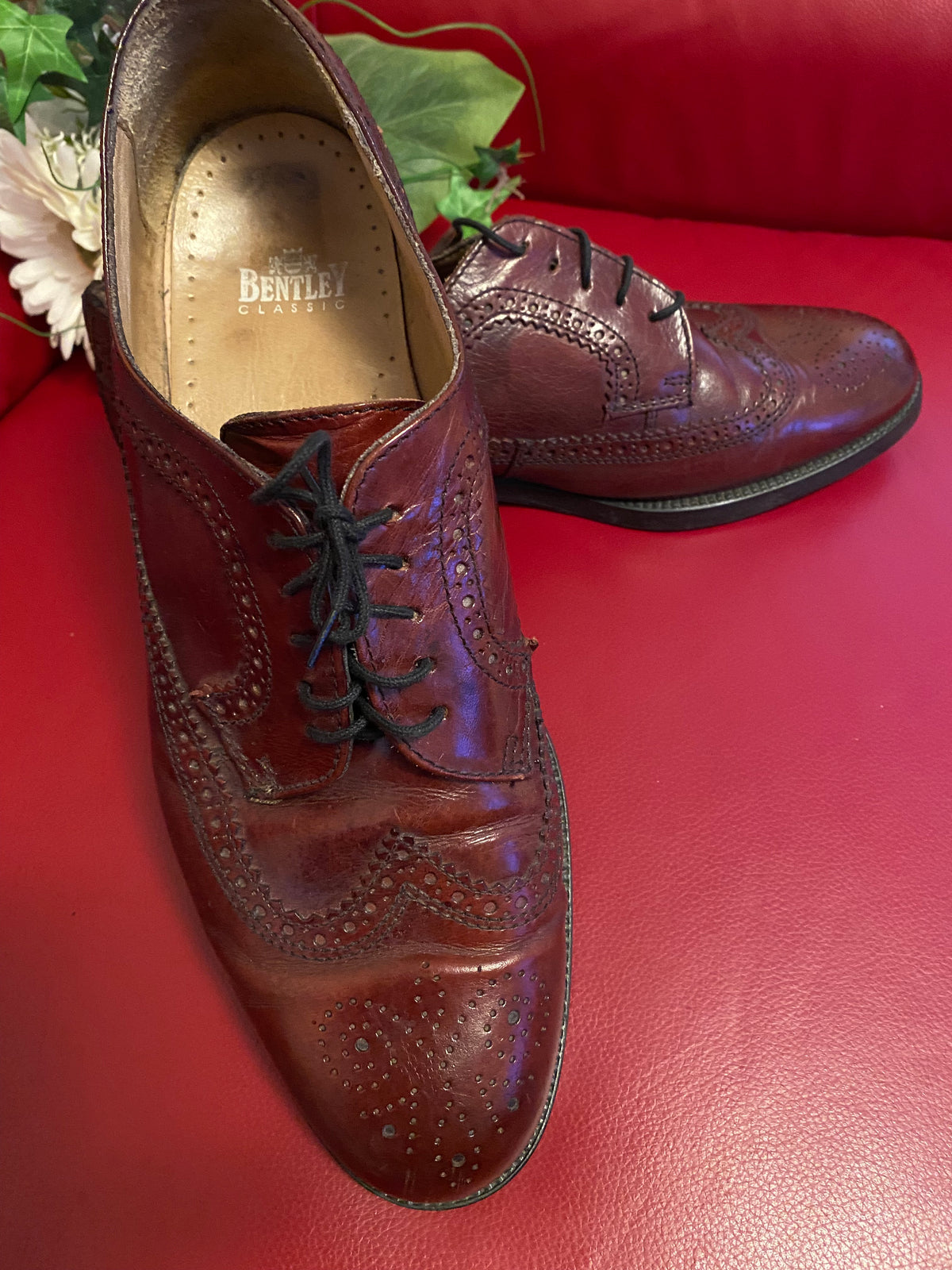 Herren Vintage Brogue Schuhe (Größe 46, Leder)