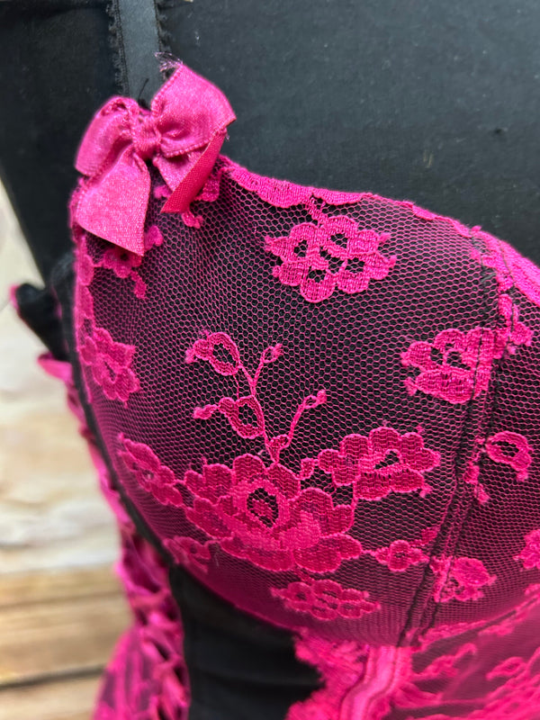 Charmante Corsage in Pink und Schwarz - Größe 80B