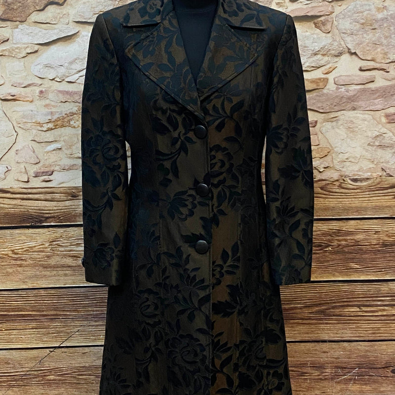 Stilvoller Damen-Mantel mit floralen Mustern – Größe 38