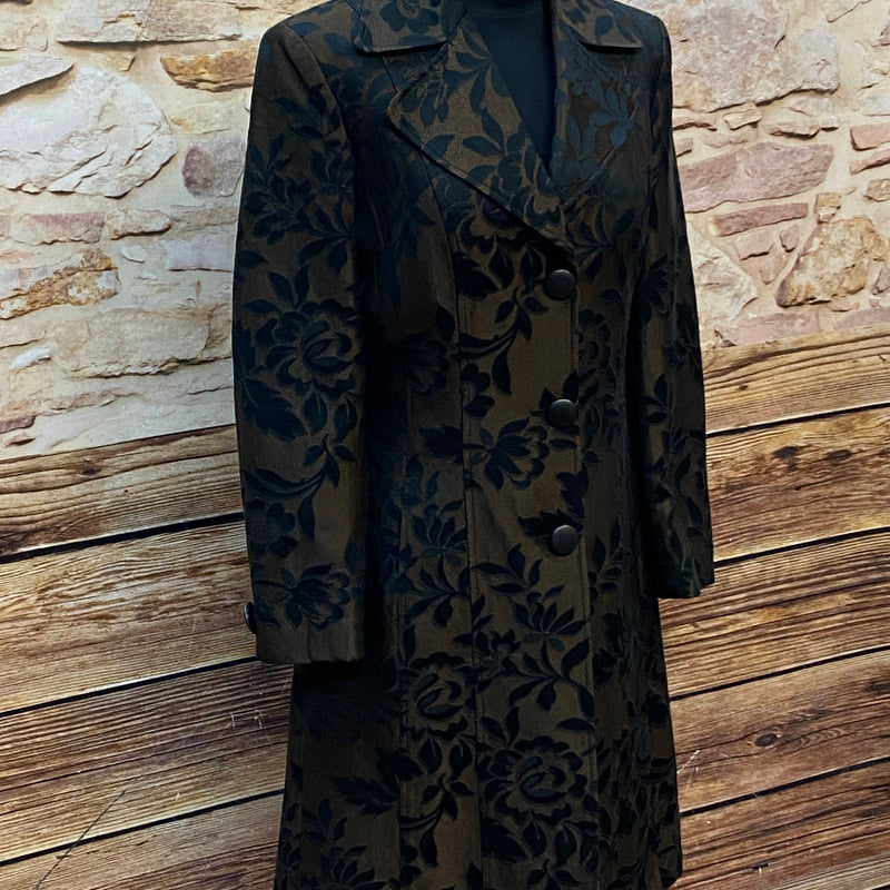 Stilvoller Damen-Mantel mit floralen Mustern – Größe 38