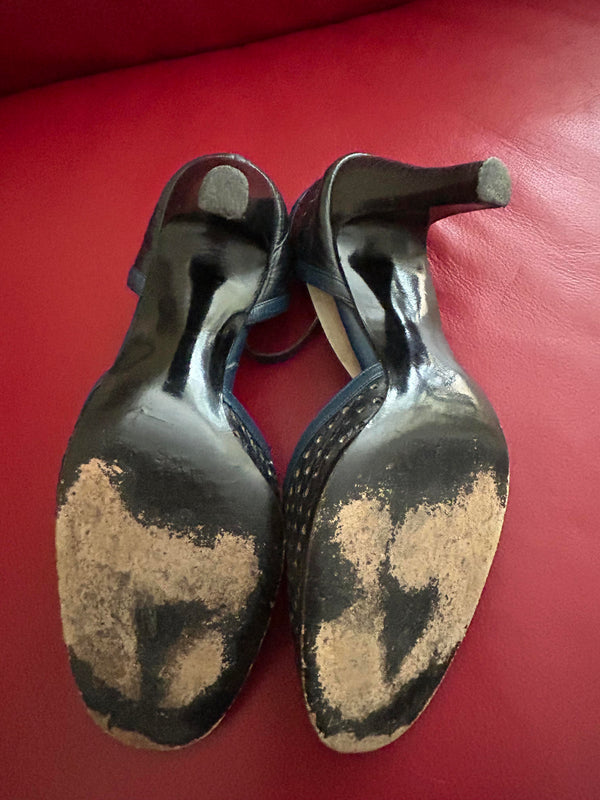 Vintage Mario Valentino Lochleder-Pumps Navy – Gr. 39