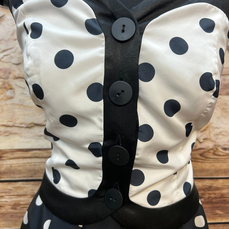 Vintage Outfit, Punkte-Kleid-Set Größe 42
