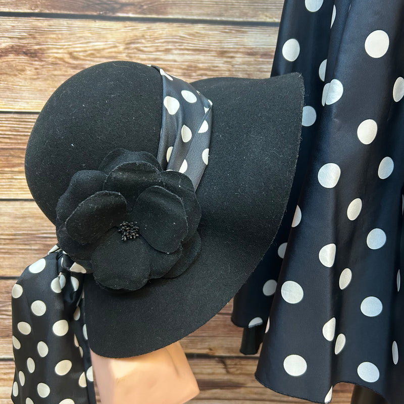 Vintage Outfit, Punkte-Kleid-Set Größe 42