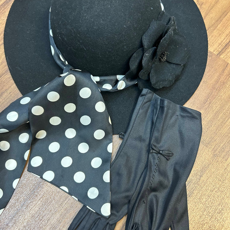 Vintage Outfit, Punkte-Kleid-Set Größe 42