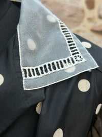 Vintage Polka-Dot Chiffonkleid Gr. 44 mit Hut