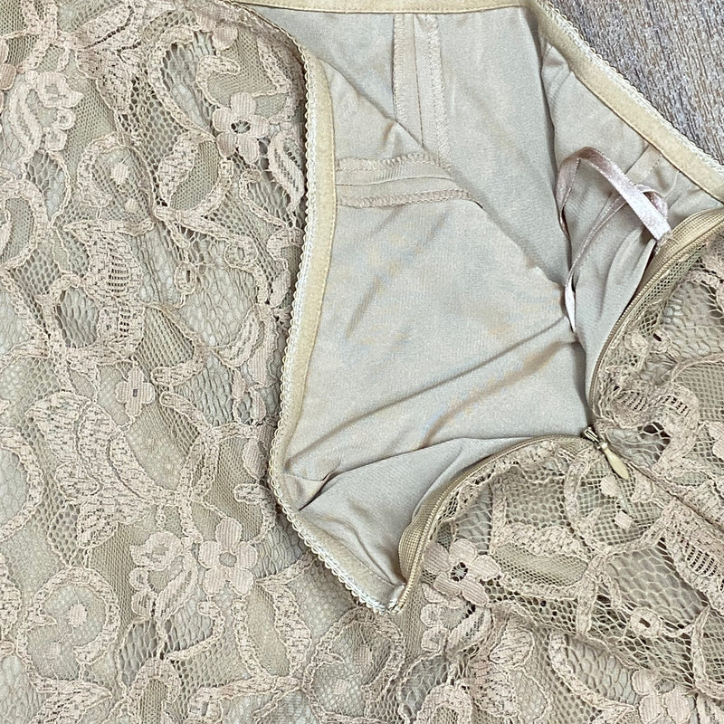 Hosenanzug Damen Elegant Oberteil und Hosen Zweiteilig aus Spitze Gr.38 beige