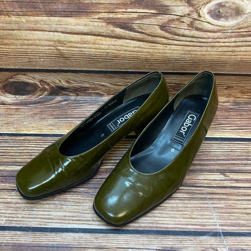 Elegante Vintage Damenschuhe Pumps von Gabor olivegrün Gr.39