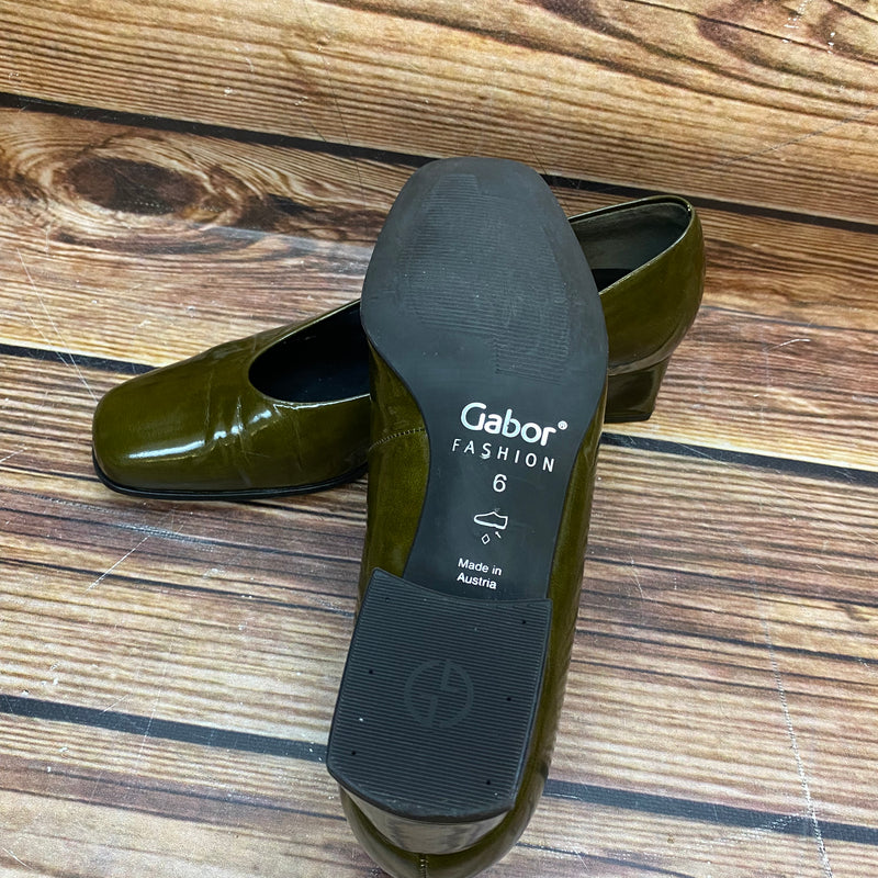 Elegante Vintage Damenschuhe von Gabor olivegrün Gr.39