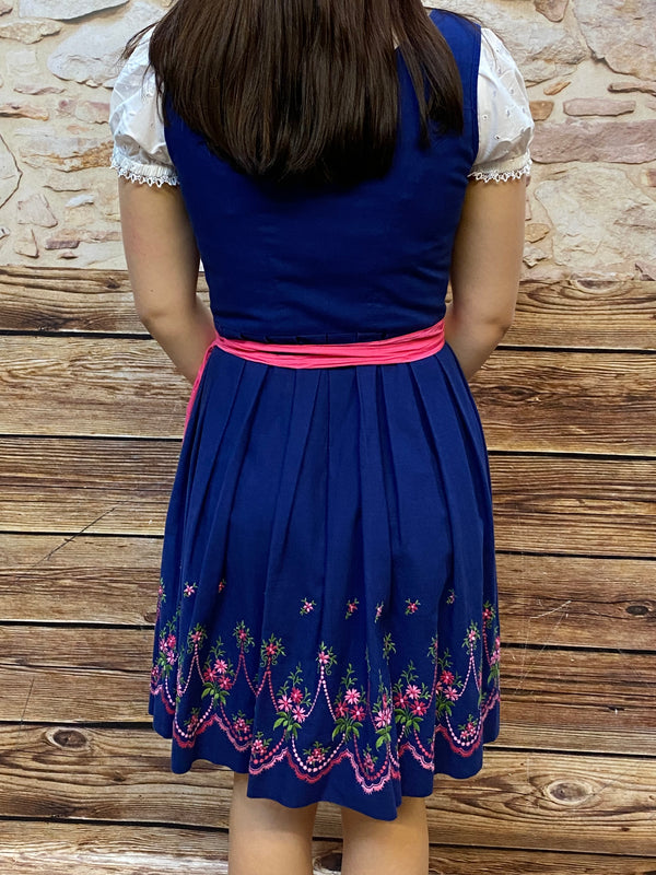 Dunkelblaues Vintage Dirndl mit rosa Schürze Gr.36
