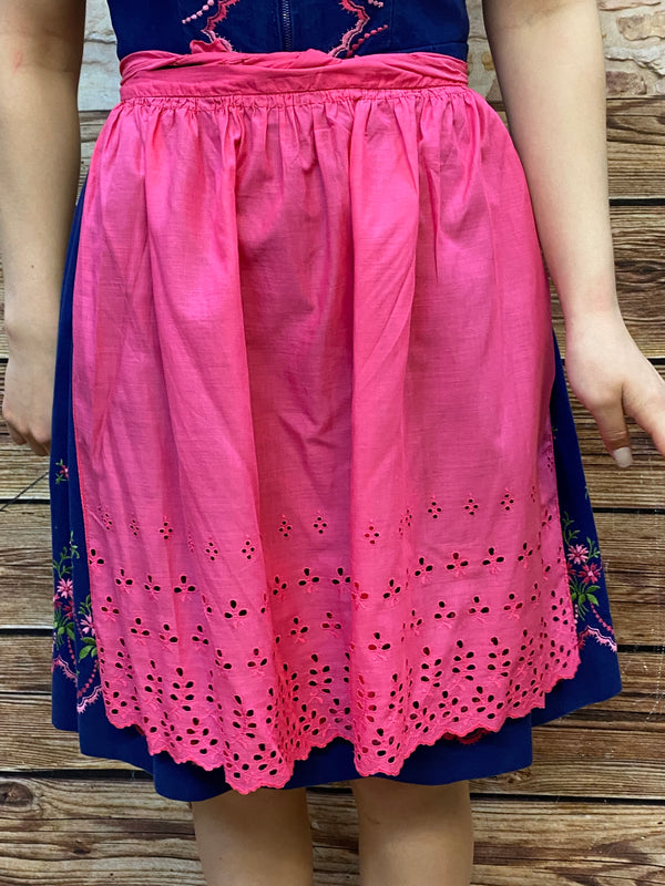 Dunkelblaues Vintage Dirndl mit rosa Schürze Gr.36