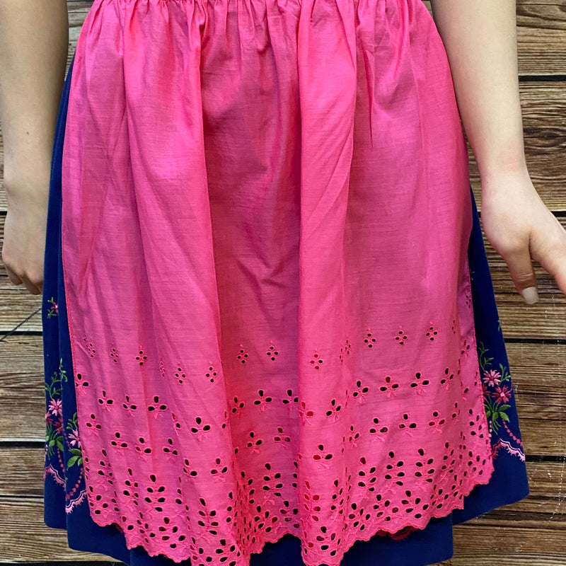 Dunkelblaues Vintage Dirndl mit rosa Schürze Gr.36