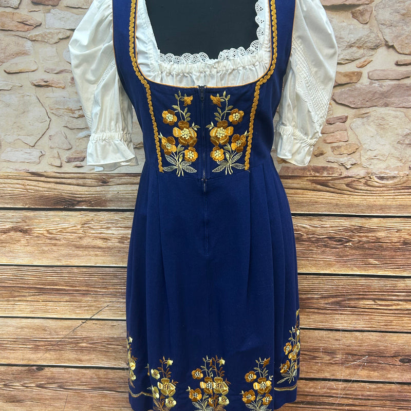 Vintage Dirndl 3-teilig | Gr. 42 – Blau & Gelb