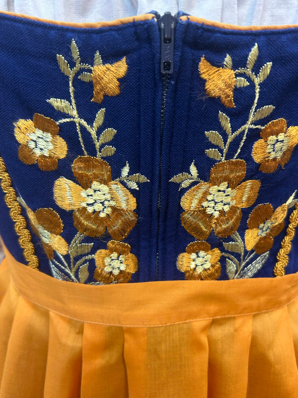 Vintage Dirndl 3-teilig | Gr. 42 – Blau & Gelb