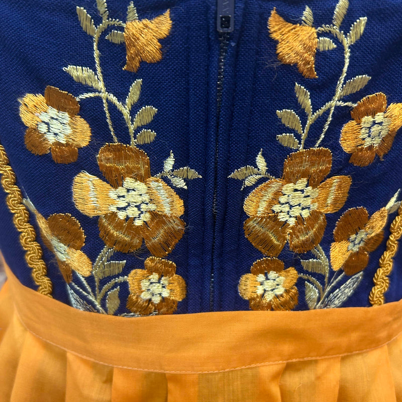 Vintage Dirndl 3-teilig | Gr. 42 – Blau & Gelb