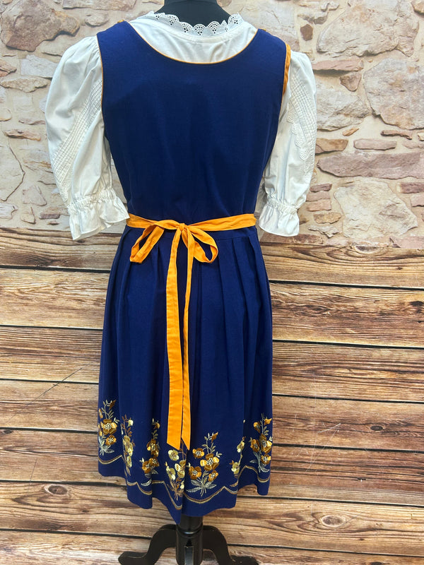 Vintage Dirndl 3-teilig | Gr. 42 – Blau & Gelb