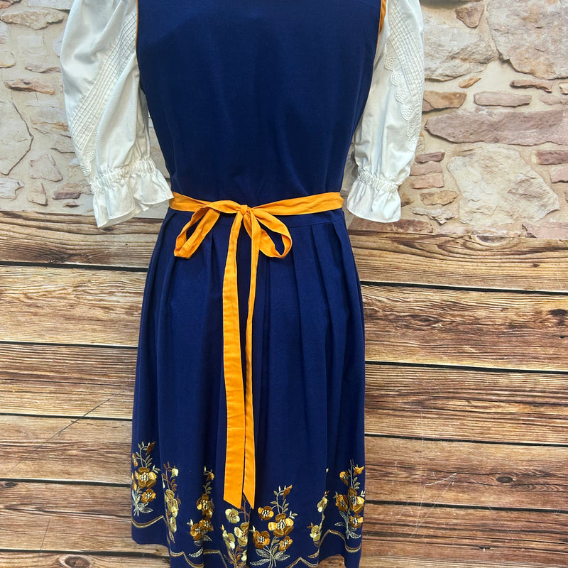 Vintage Dirndl 3-teilig | Gr. 42 – Blau & Gelb