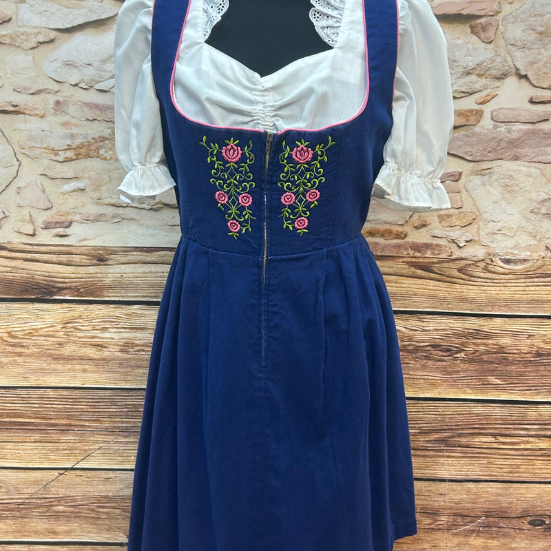 Vintage Dirndl 3-teilig | Gr. 42 – Blau, Pink & Grün