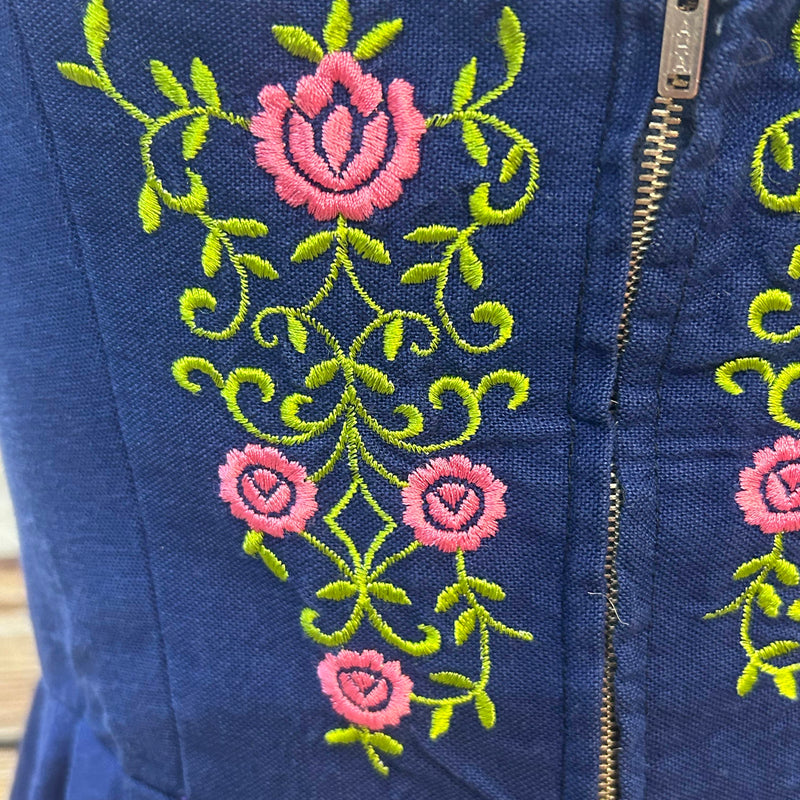Vintage Dirndl 3-teilig | Gr. 42 – Blau, Pink & Grün