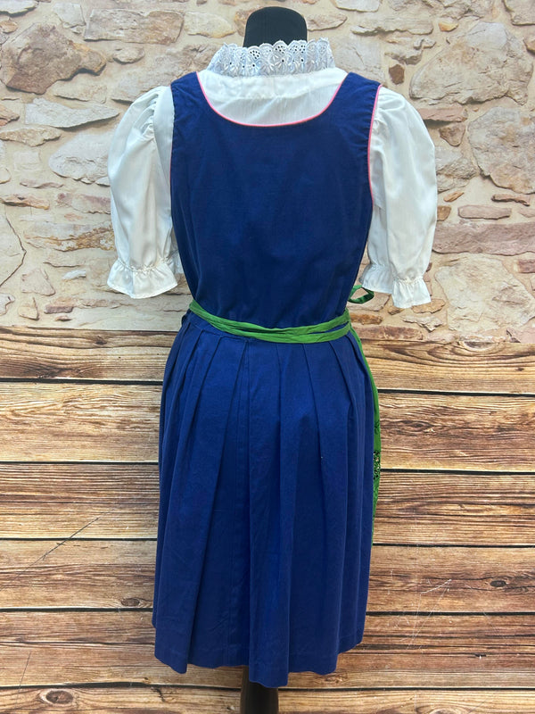 Vintage Dirndl 3-teilig | Gr. 42 – Blau, Pink & Grün