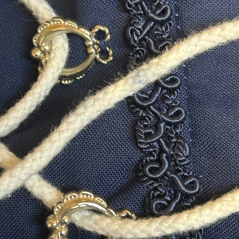 Besticktes Vintage Dirndl 3-teilig | Gr. 44 – Dunkelblau & Rosa