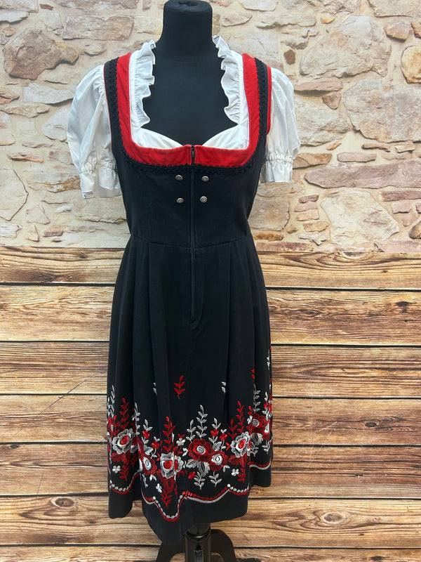 Vintage Dirndl 3-teilig | Gr. 42/44 – Schwarz & Rot